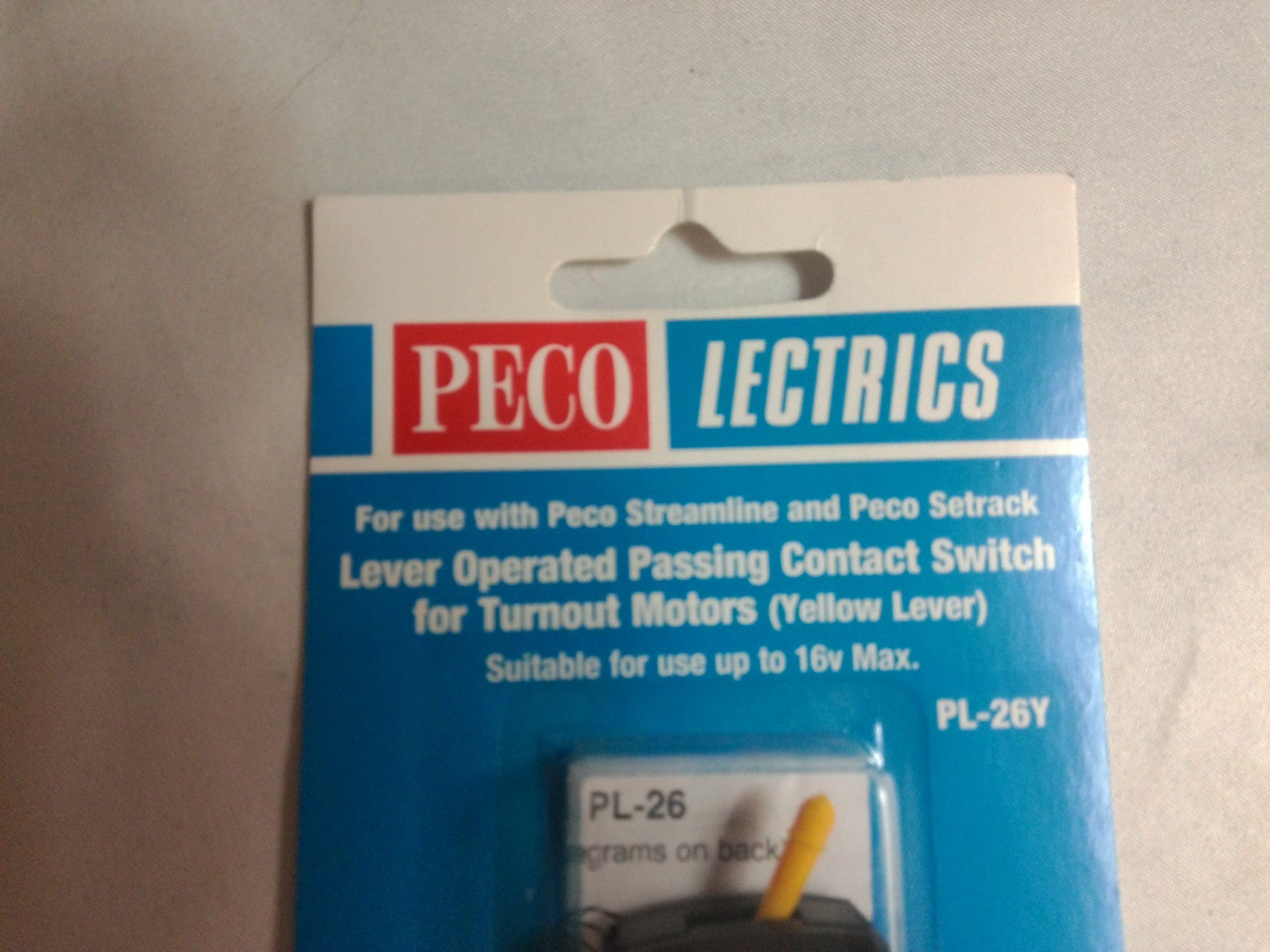 Peco PL-26Y Lever Operated Passing Contact Switch Yellow Turnout Motor Control1