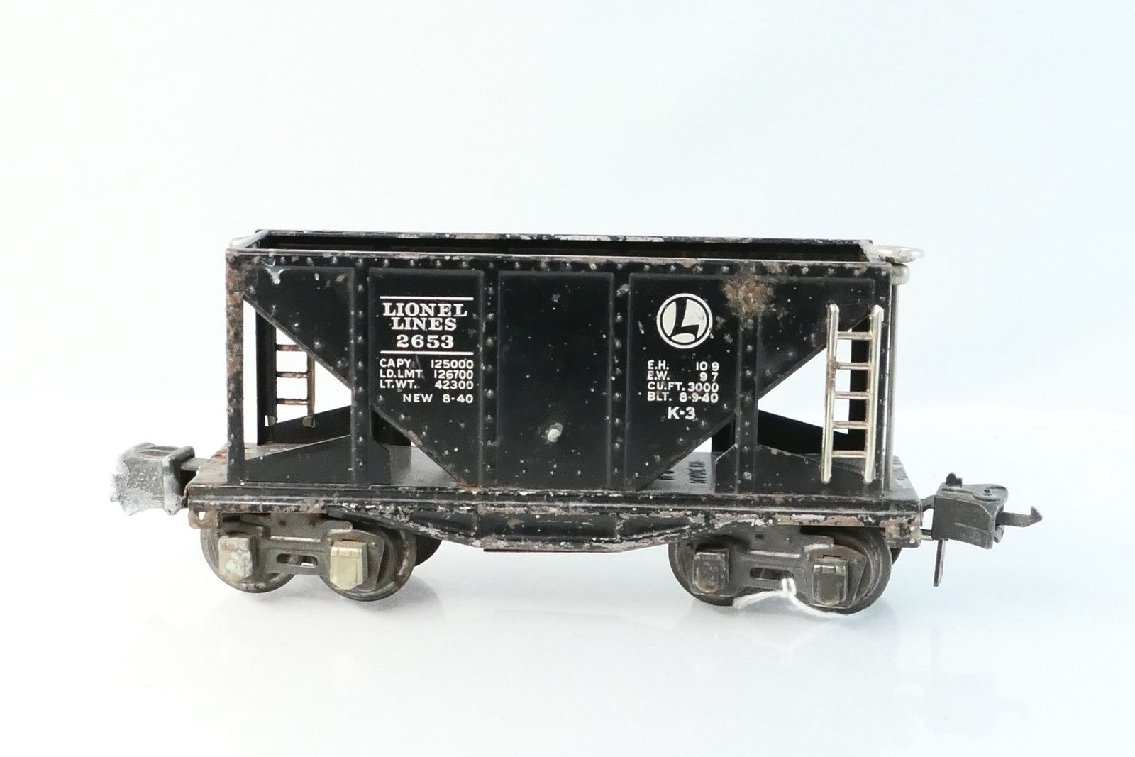 Lionel 2653B O Scale Hopper Lines Car, Black (No Box)1