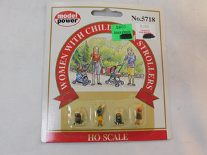 Model Power 5718 HO Scale Hand Painted Figures, Women with Children & Strollers