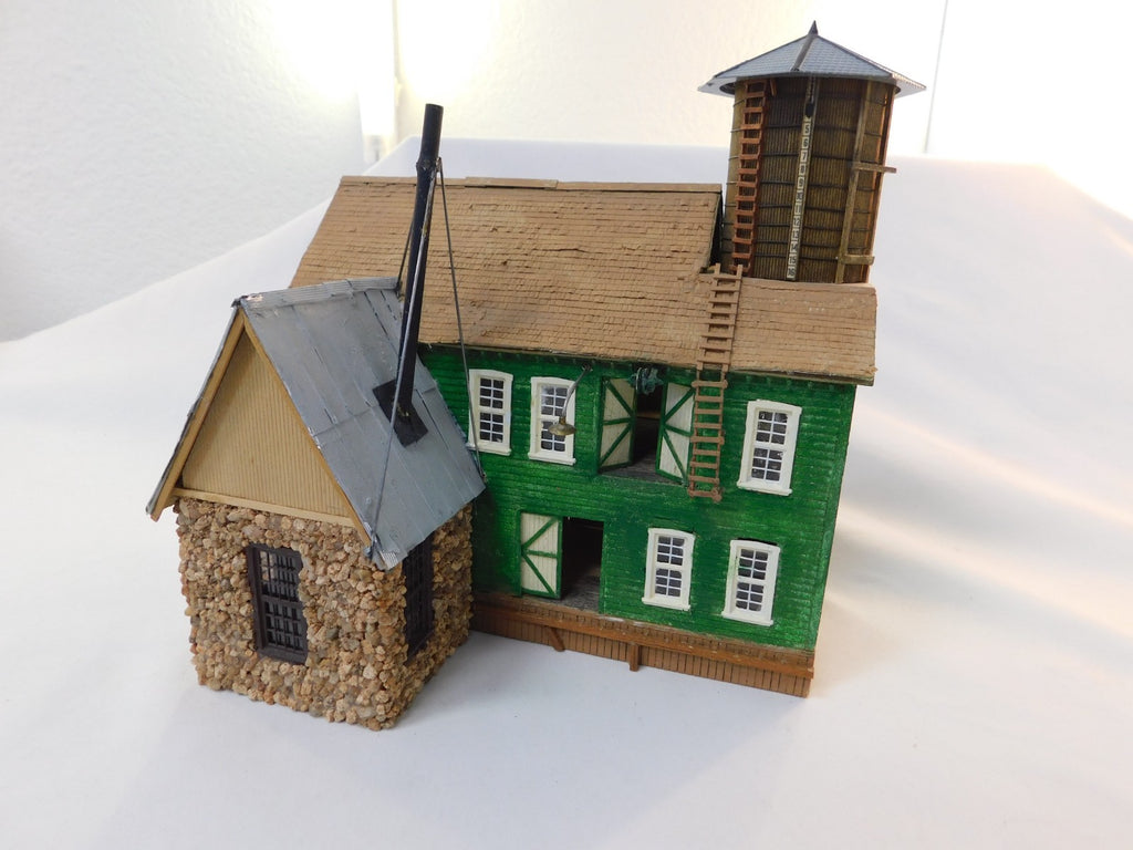 HO Scale Laser Cut Wood Model Building with Water Tower and Stone Walled Annex0
