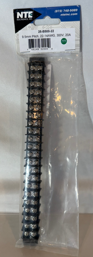 NTE Electronics 25-B500-22 Terminal Block Barrier Dual Row 9.50mm Pitch