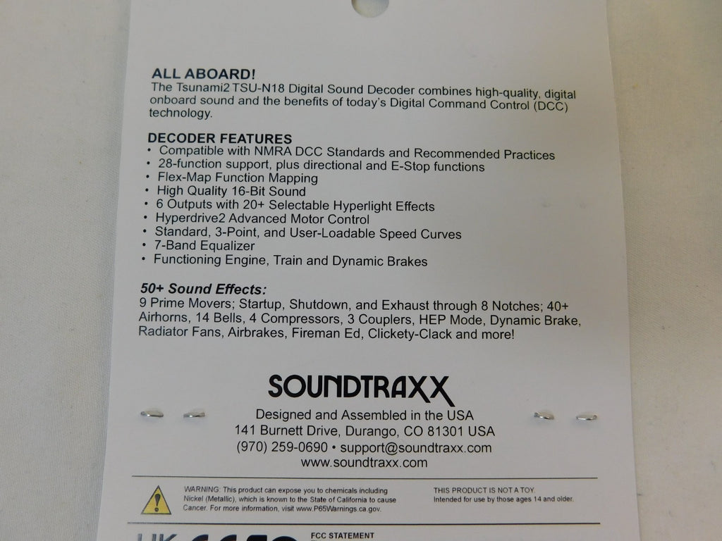 Soundtraxx Tsunami 2 885026 EMD Diesel TSU-N18 Digital Sound Decoder1