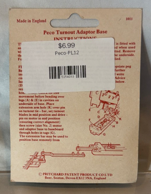 PECO LECTRICS Peco Adaptor Base - Streamline & Peco Setrack PL-121