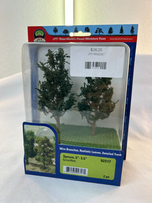 JTT Scenery Products 92317 Spruce, 5" - 5.5" Trees, 2 Pieces