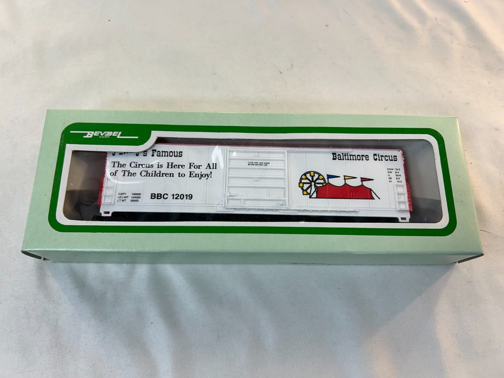 Bevbel Corp. 12019 HO Scale 50' Evans Tent Boxcar, Baltimore Circus #120191