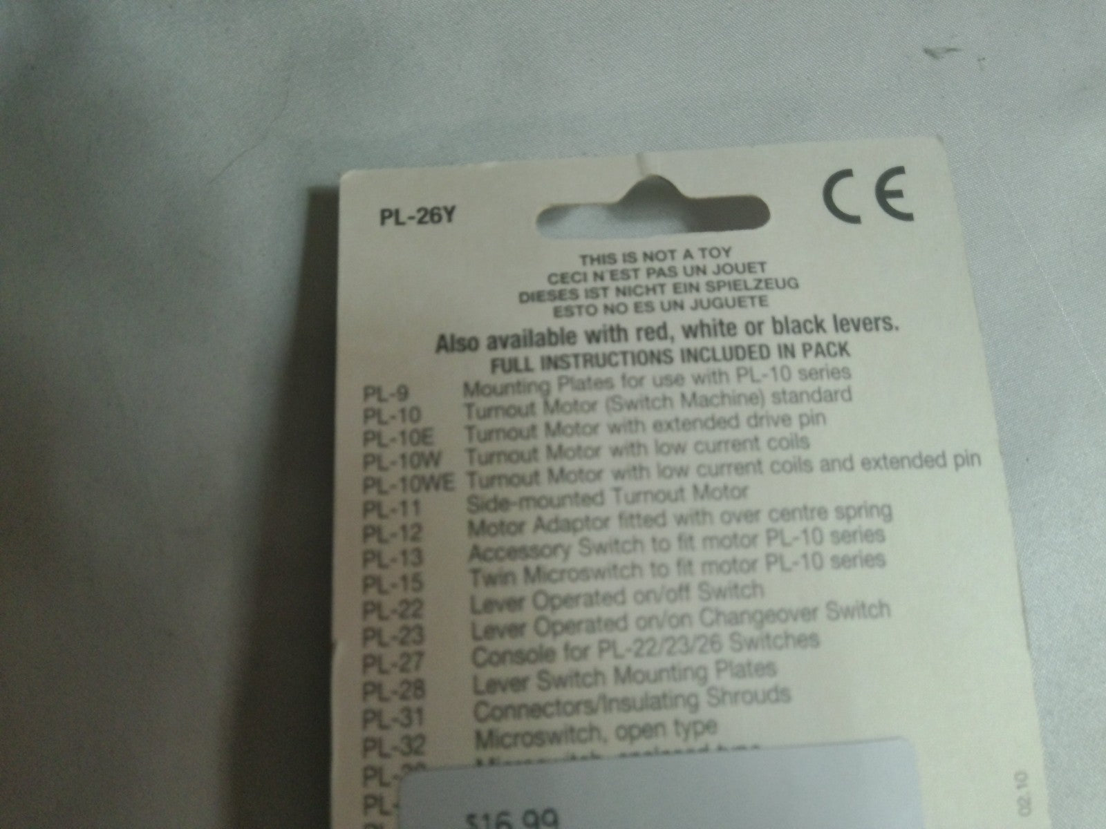 Peco PL-26Y Lever Operated Passing Contact Switch Yellow Turnout Motor Control2