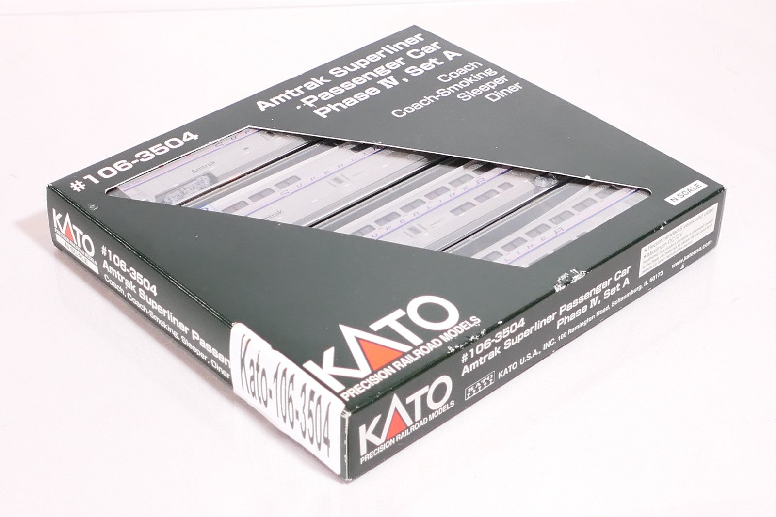 Kato 106-3504 N Scale Amtrak Superliner Passenger Car Phase IV Set A (4 Car Set)11