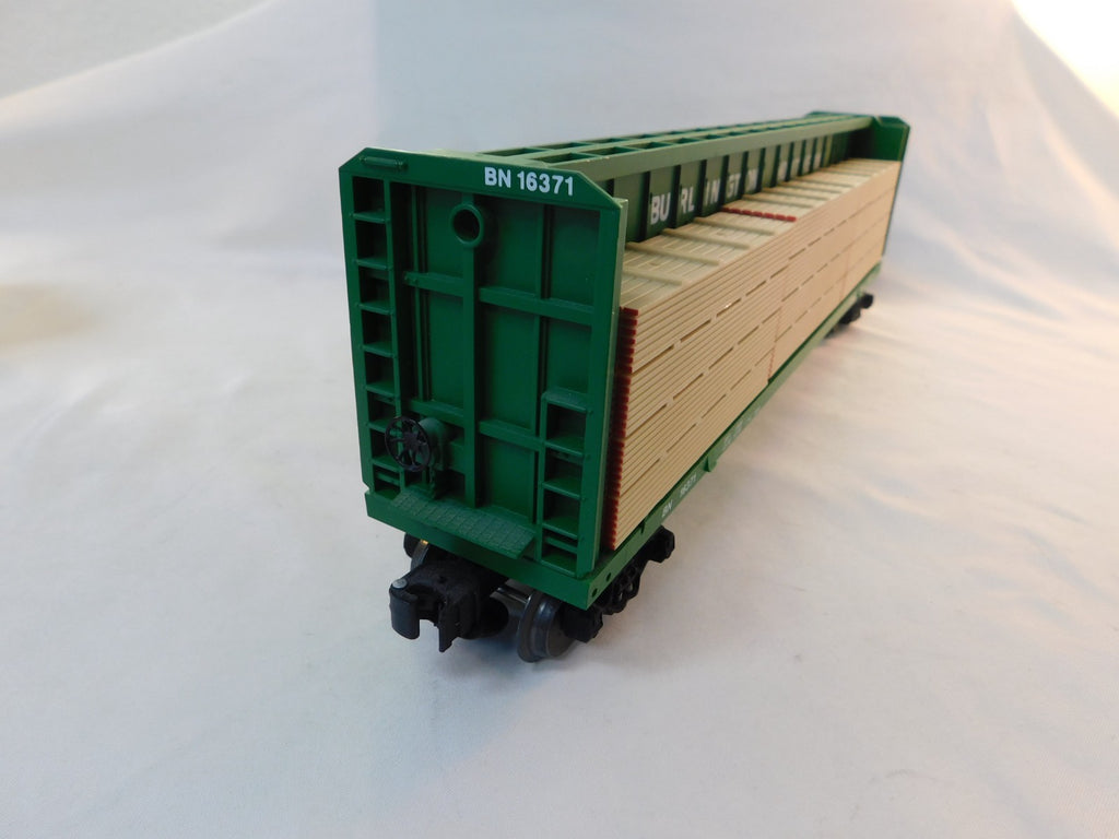 Lionel 6-16371 O Scale I-Beam Flatcar with Wood Load, Burlington Northern #163714