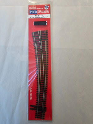 Peco SL-8377 - HO Scale Trackage System, #7 Left Hand Curved Turnout