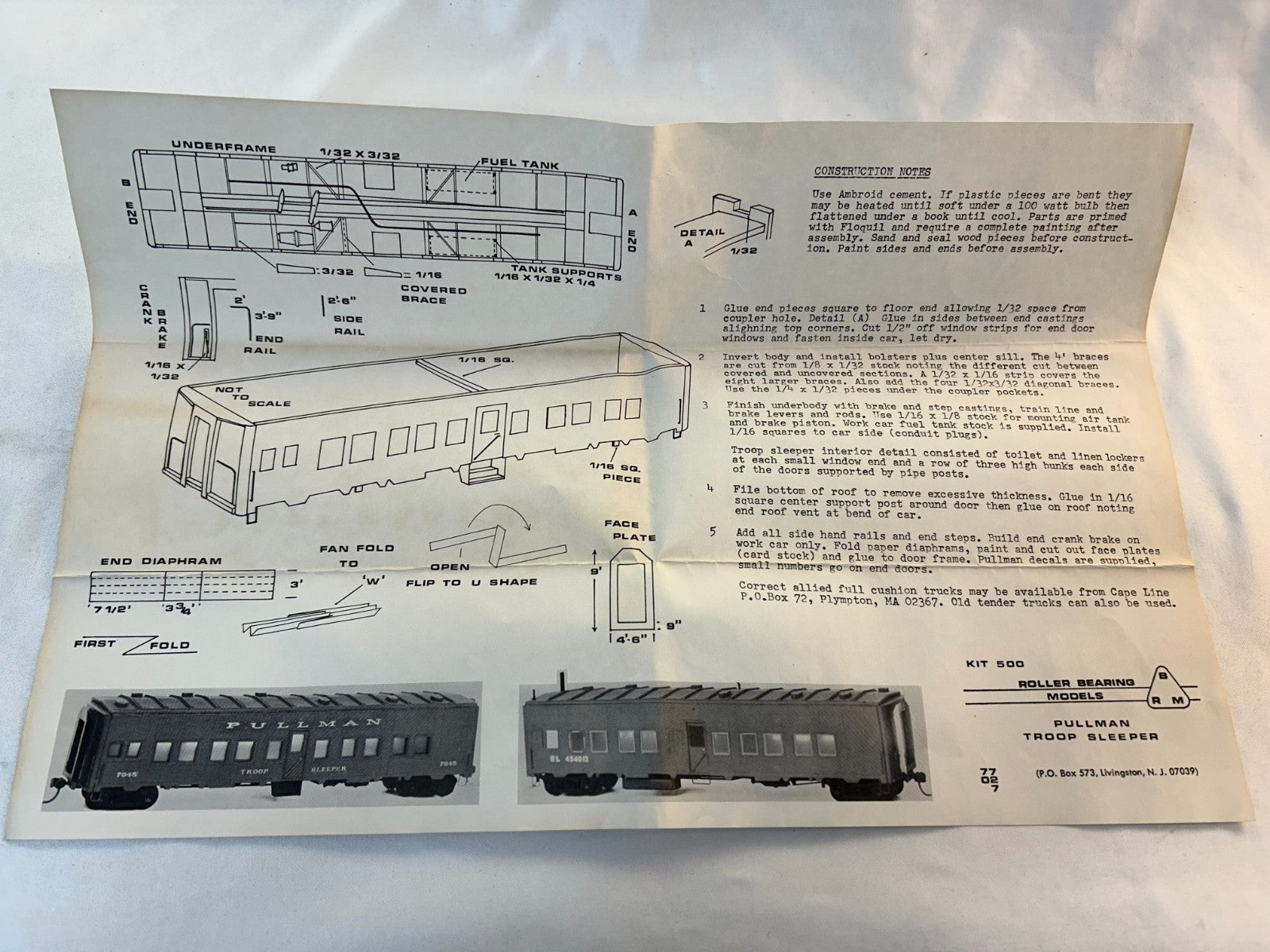 Roller Bearing Models HO Scale Kit 500 Pullman Troop Sleeper2