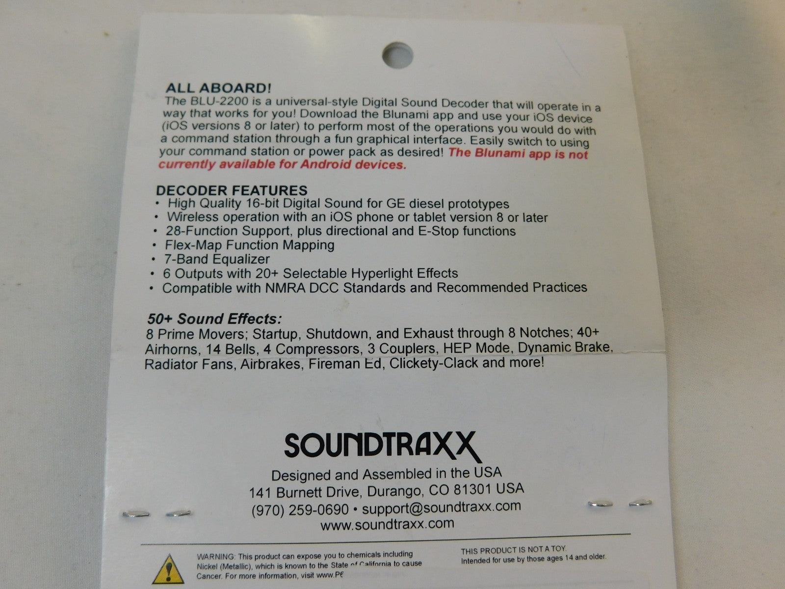 Soundtraxx Blunami 885606 GE Diesel BLU-2200 Digital Sound Decoder1