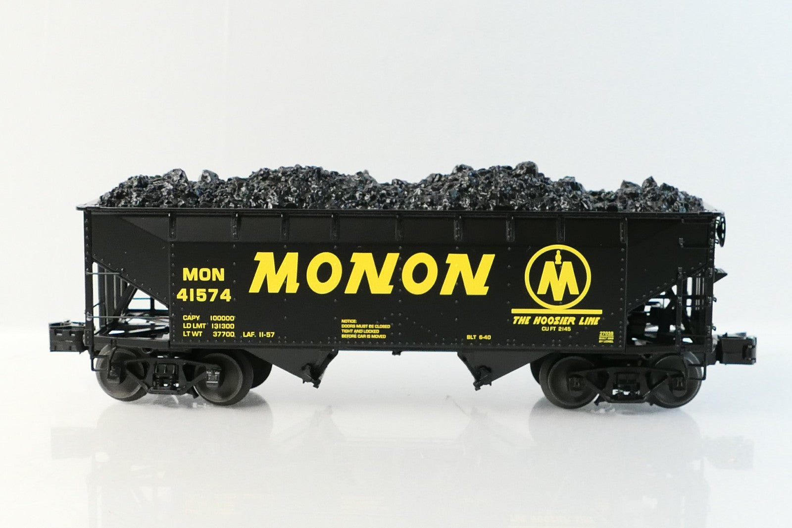 Lionel 27038 O Scale Monon 41574 Offset Hopper Rolling Stock3