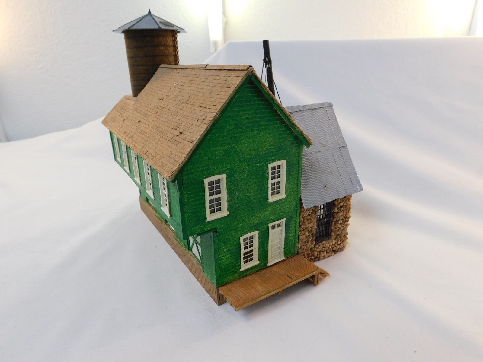 HO Scale Laser Cut Wood Model Building with Water Tower and Stone Walled Annex3