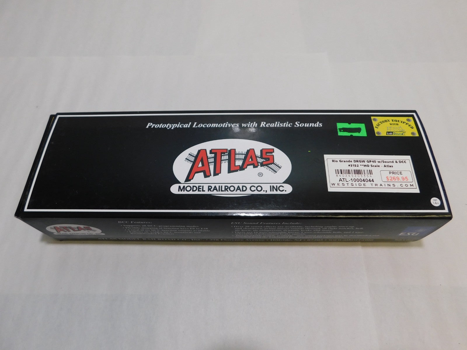 Atlas 10-004-044 HO Scale GP40 Locomotive, DCC+Sound, Rio Grande #31521