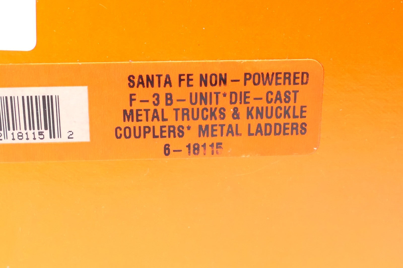 Lionel 18115 - O Nonpowered Locomotive Santa Fe F-3 B Unit6