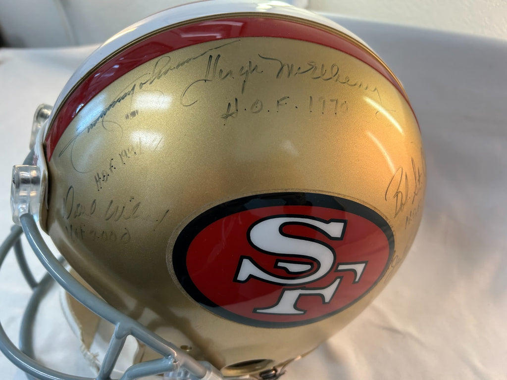 San Francisco 49ers SIGNED Hall of Fame Helmet, Joe Montana, Y.A. Tittle 3