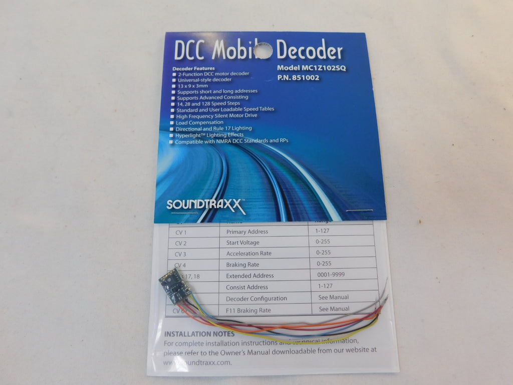 Soundtraxx 851002 MC1Z102SQ DCC Mobile Decoder0