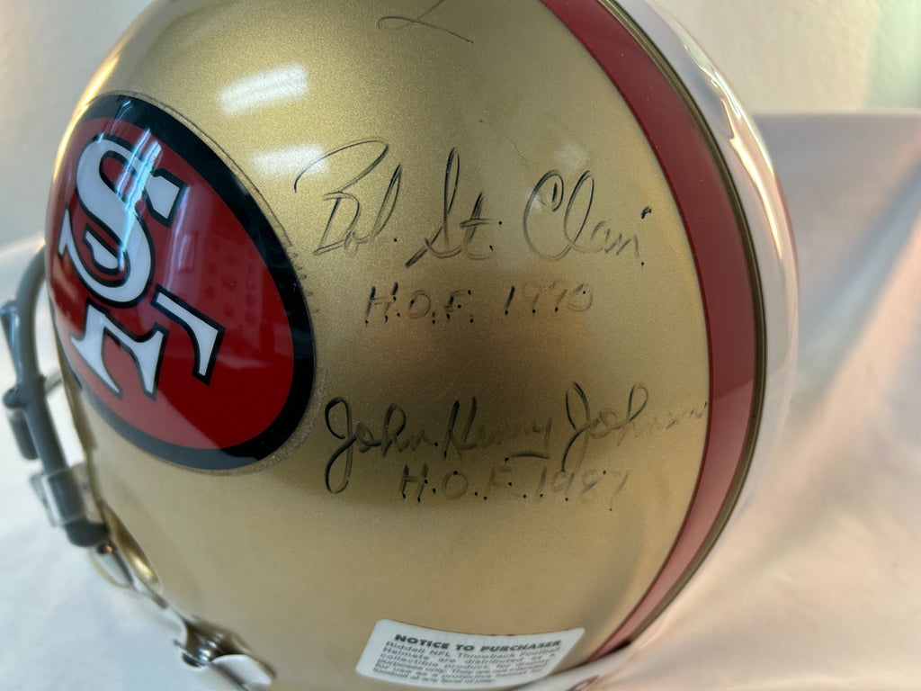 San Francisco 49ers SIGNED Hall of Fame Helmet, Joe Montana, Y.A. Tittle 6
