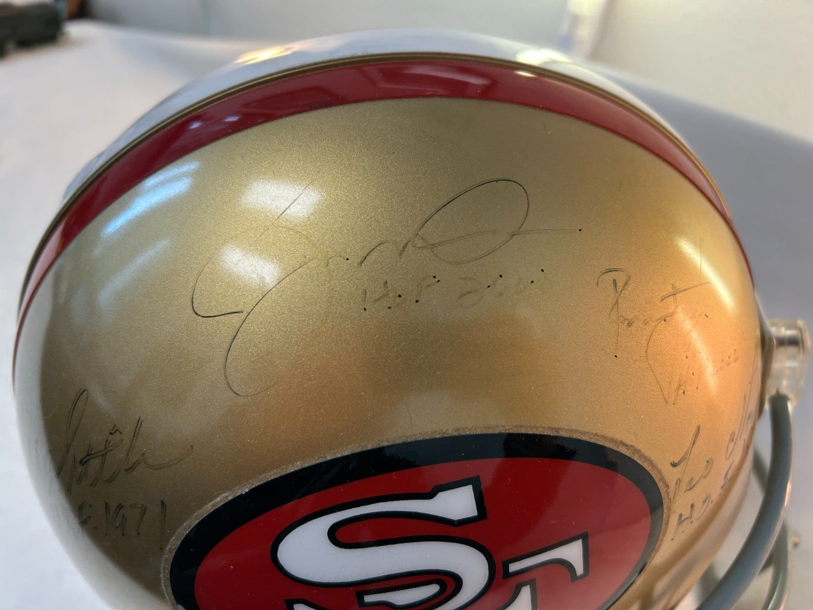 San Francisco 49ers SIGNED Hall of Fame Helmet, Joe Montana, Y.A. Tittle 2