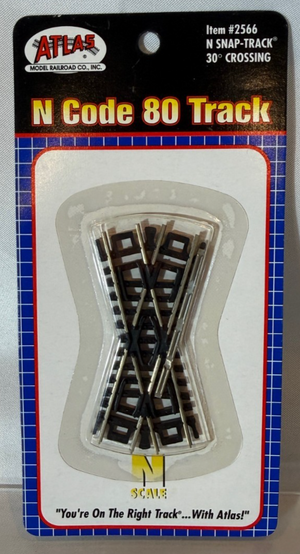 Atlas 2566 - N Scale Code 80 30 Degree Crossing Nickel Silver Snap-Track
