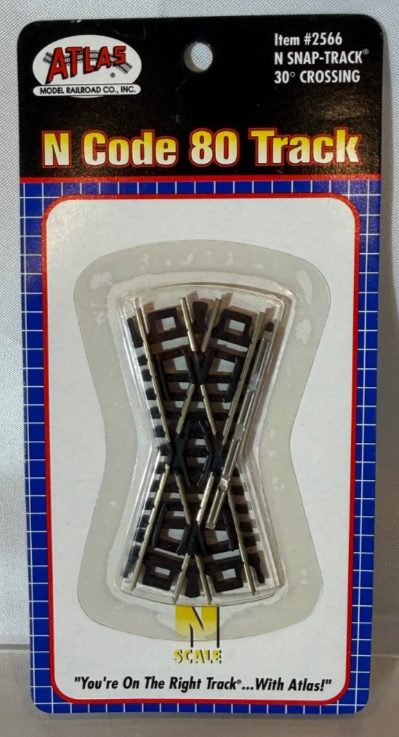 Atlas 2566 - N Scale Code 80 30 Degree Crossing Nickel Silver Snap-Track0