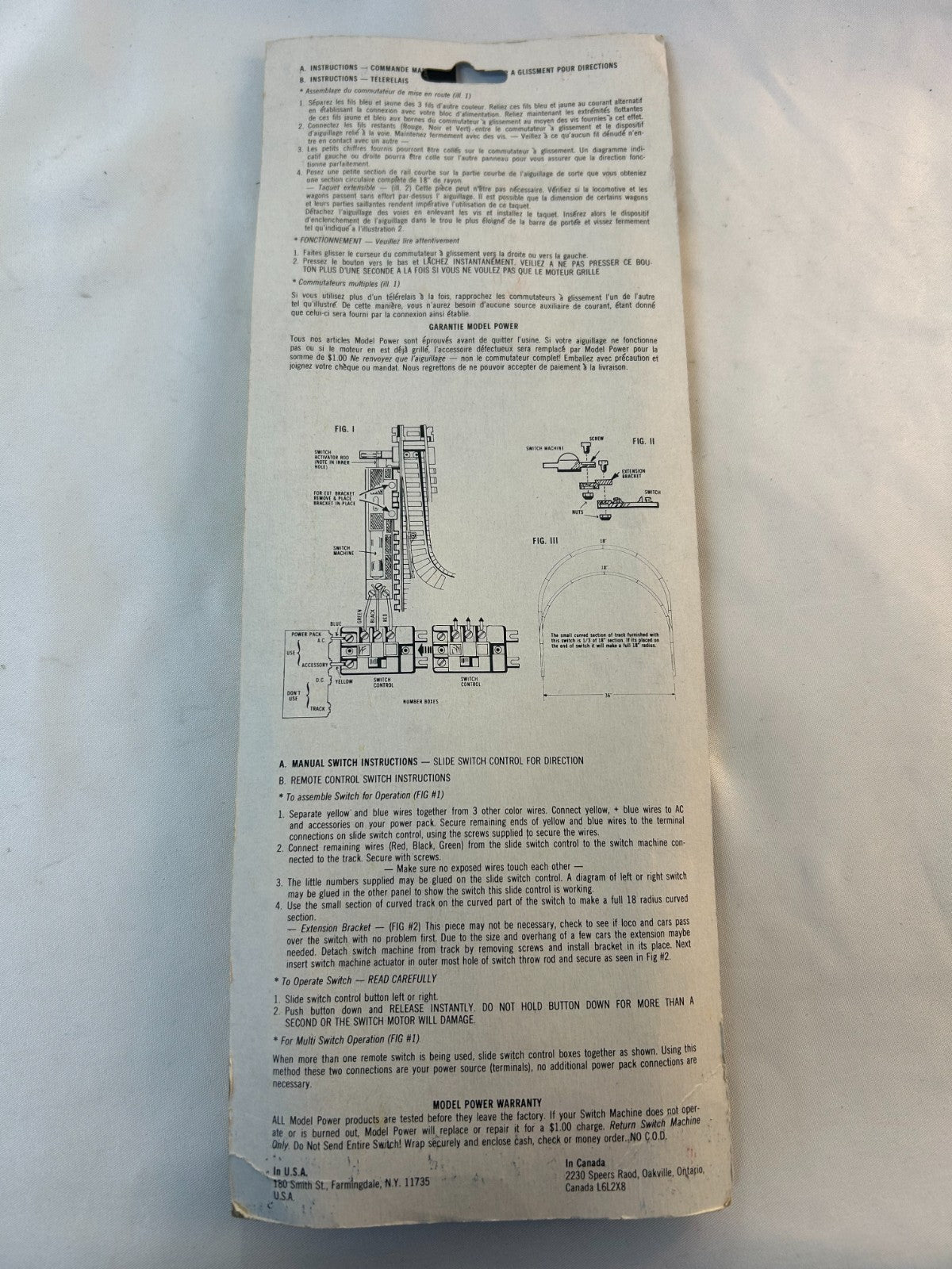 Model Power 60 HO Scale Left Manual Switch1