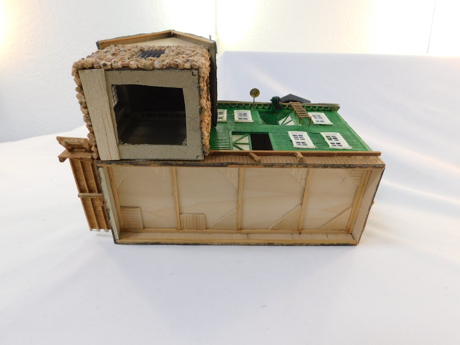 HO Scale Laser Cut Wood Model Building with Water Tower and Stone Walled Annex5