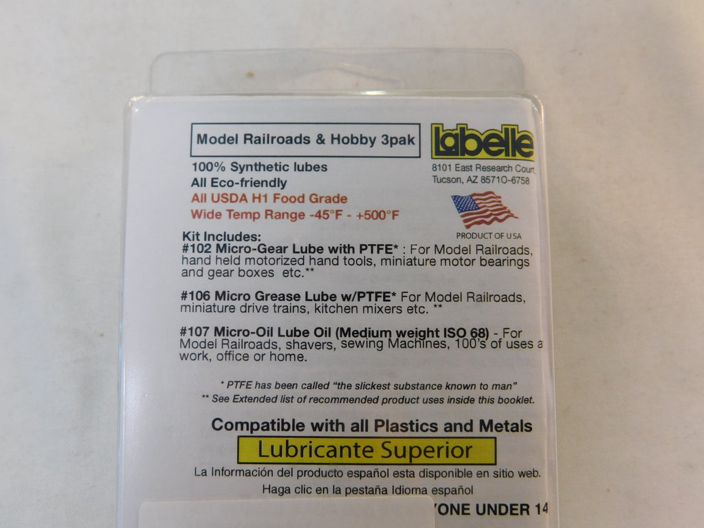 Labelle 430-1002 Model Railroads & Hobby 3pak Kit, Lube and Oil1