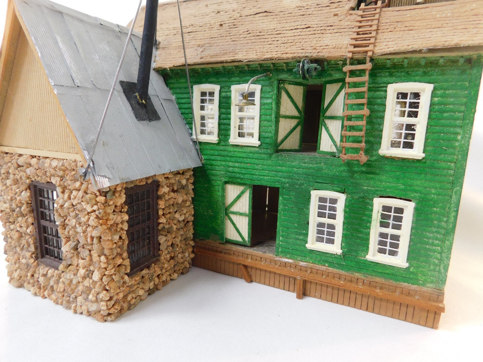 HO Scale Laser Cut Wood Model Building with Water Tower and Stone Walled Annex4