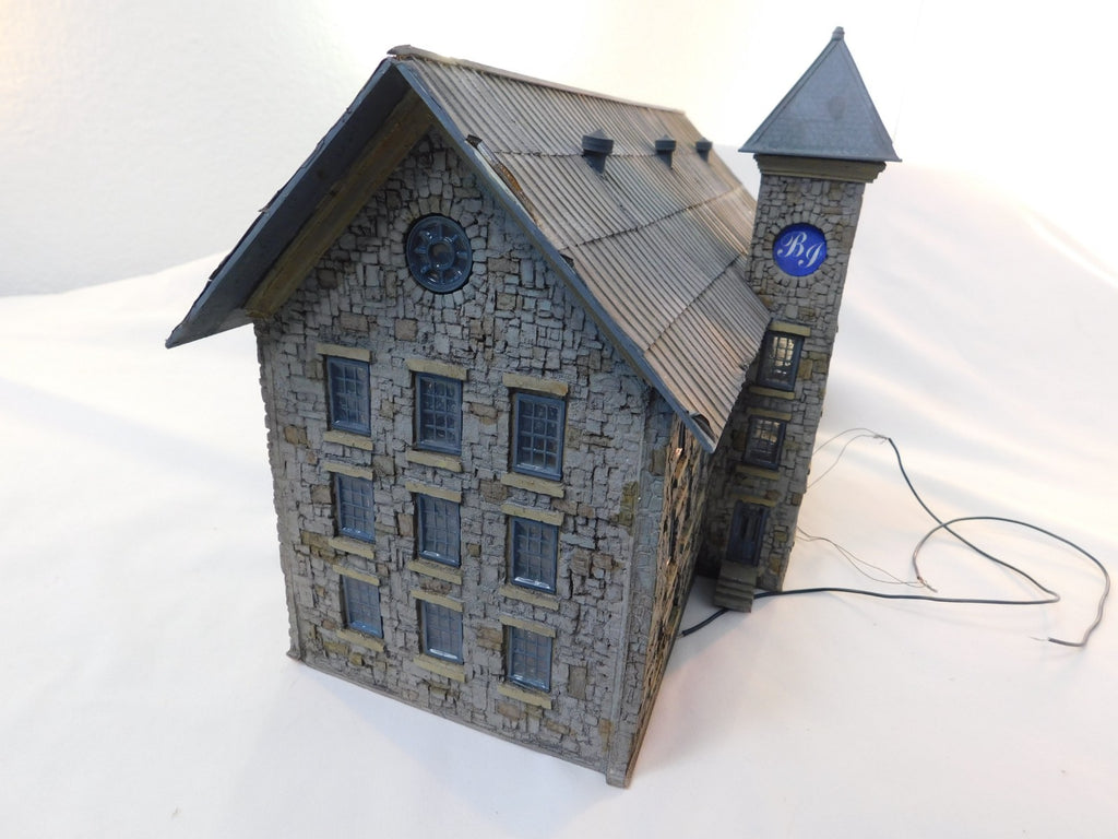 HO Scale 'Grimy Old' Woolen Mill Built Kit with Lights, Handmade1