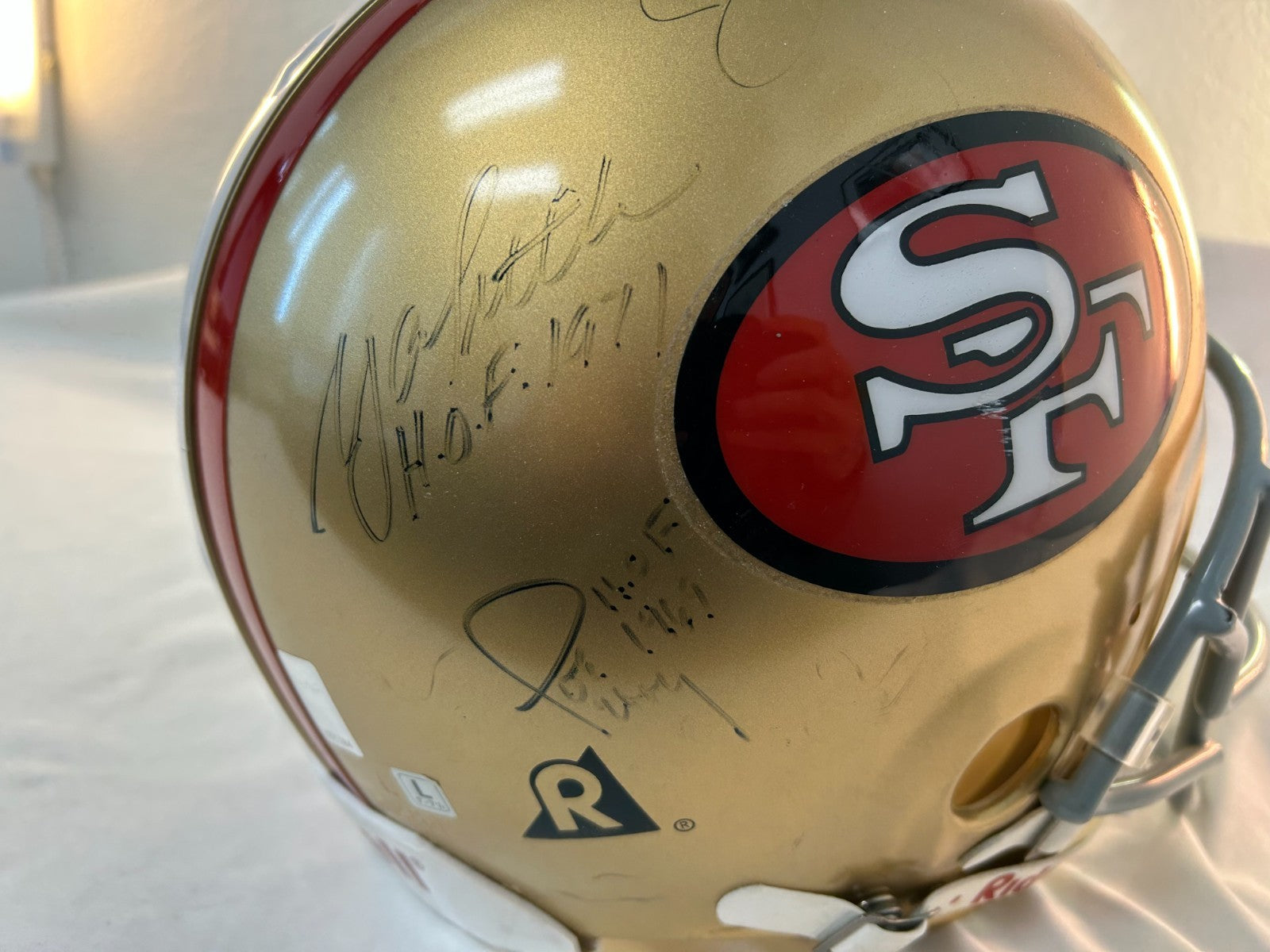 San Francisco 49ers SIGNED Hall of Fame Helmet, Joe Montana, Y.A. Tittle 5